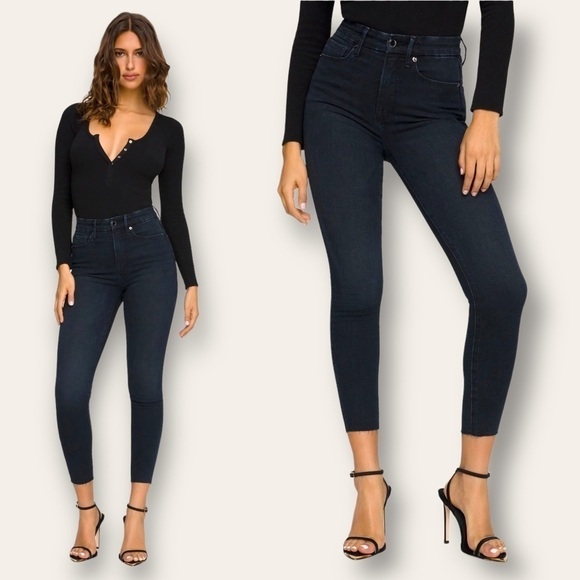 Good American Denim - New NWT | GOOD WAIST CROP RAW HEM WITH POWER STRETCH | Ankle Cropped Denim Jeans